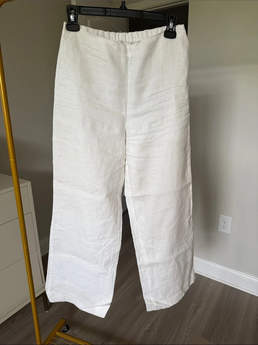 Reformation White Petites Hallie Linen Pants